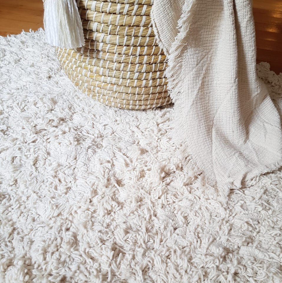 Alfombra Nórdica Redonda Tejida color natural 1.40m - Imagen 2