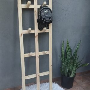 Perchero escandinavo de pie madera pino macizo estilo nórdico 8 ganchos reforzado