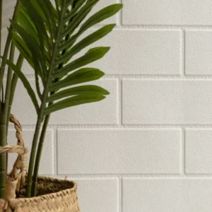 Placa vinilica 77x69 cm diseño ladrillo blanco liso revestimiento pared