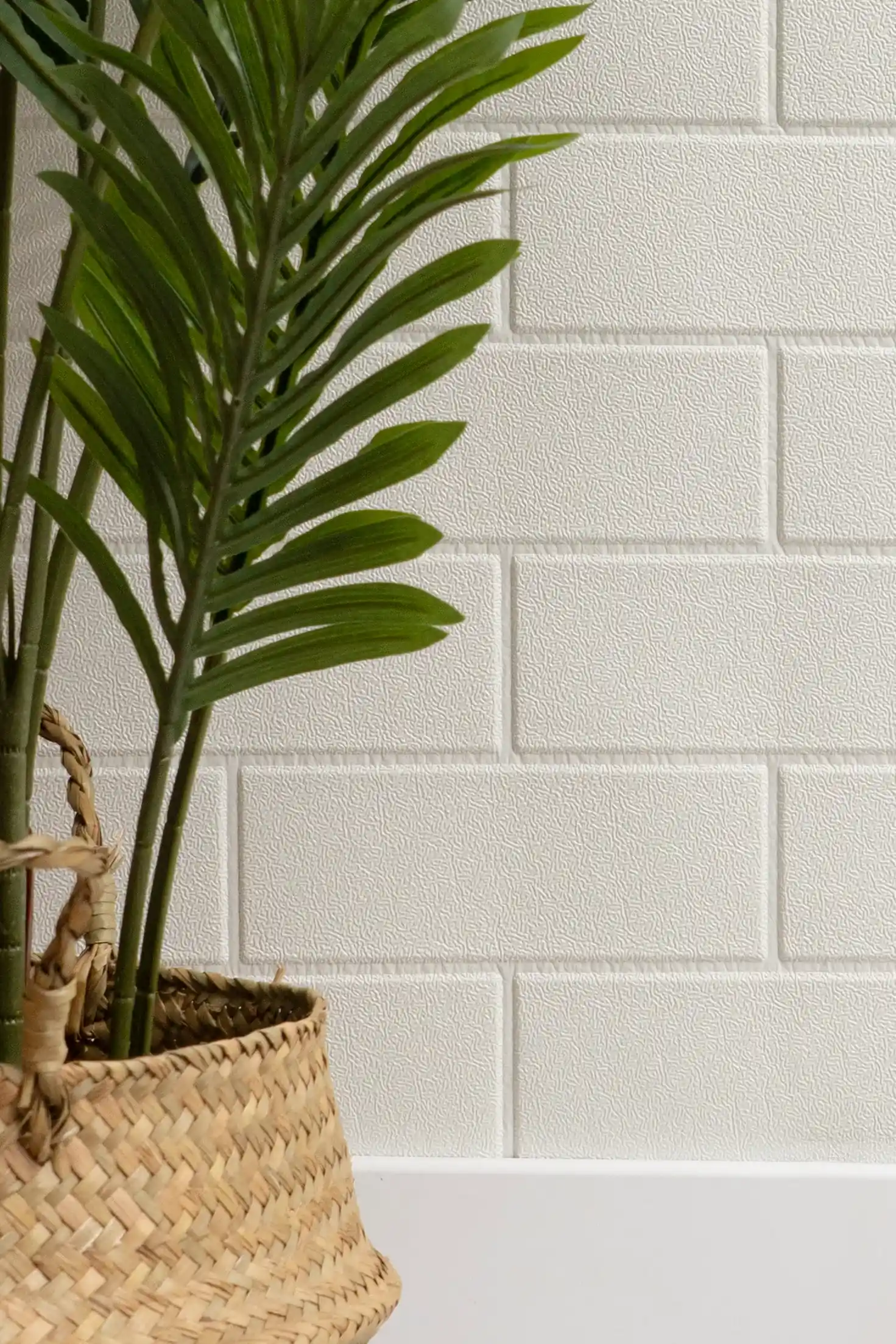 Placa vinilica 77x69 cm diseño ladrillo blanco liso revestimiento pared