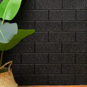 Placa vinilica 77x69 cm diseño ladrillo negro liso revestimiento pared